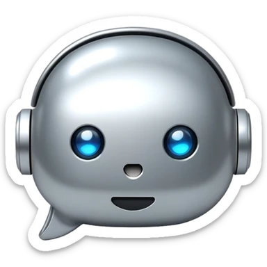 AI chat bubble with digital face, messaging bot icon sticker