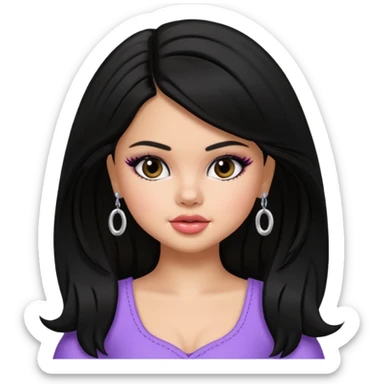 selena gomez as pretty bratz baddie, black hair sticker