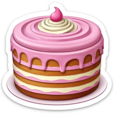 whole tiramisù cake topped with pink cream sticker