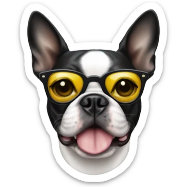 Boston terrier with sunglasses sticker