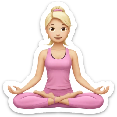 blonde yoga girl light pink clothes n sticker
