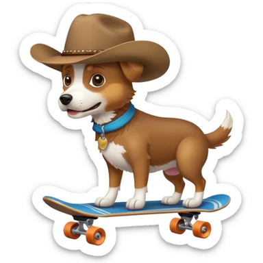 Dog on a skateboard with cowboy hat  sticker