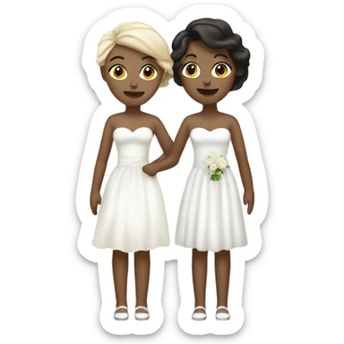 Lesbian wedding with two brunette white girls in white dresses  sticker