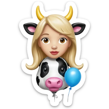   jeff koons style vinyl balloon girl cow sculpture  sticker