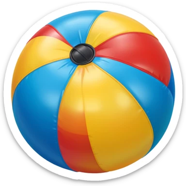 3D render of Beach Ball made of shiny inflatable vinyl, visible seam lines, air valve, highly reflective plastic texture, pool toy aesthetic, Apple emoji style, isolated on white background --v 6.0 sticker