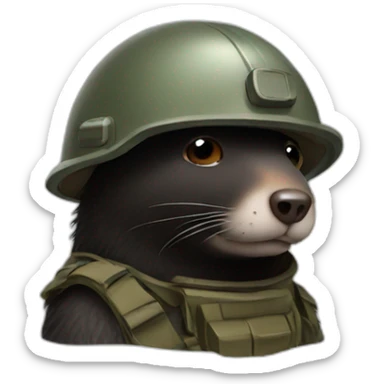 Mole with a combat helmet sticker