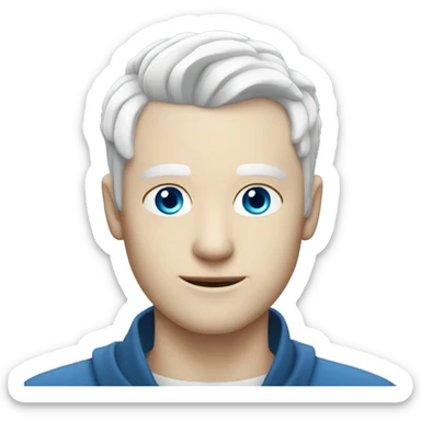 handsome pale man with blue eyes and white hair with an undercut sticker