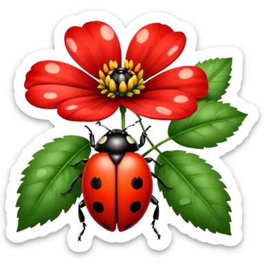 ladybird on flower sticker
