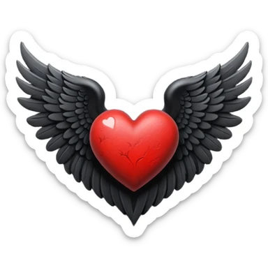 goth heart with a dark angel wing sticker