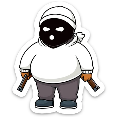 black guy with gun and ski mask fat sticker