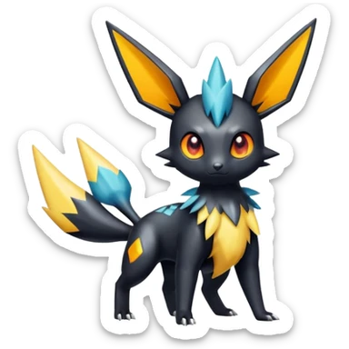 Colorful Shiny Exotic Victini-Salandit-Umbreon-Flareon-Fakémon-hybrid-creature (full body)  sticker