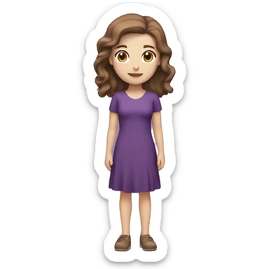 White girl with brown hair purple dress full body sticker