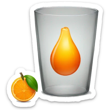 A wide glass with an overcoming and an orange sticker