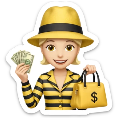 A Robber that just robes a bank** and that has yellow and black stripes that has a bag qith money inside with a chapeau sticker