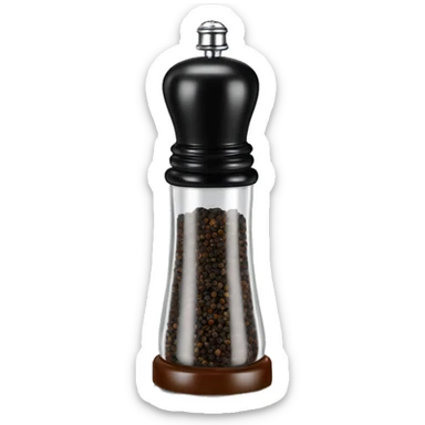 glass pepper mill with black pepper  sticker