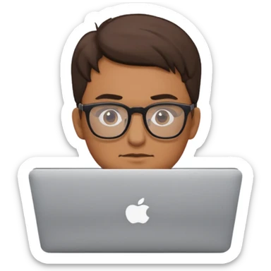 a man behind mackbook the man being little visible form the front sticker