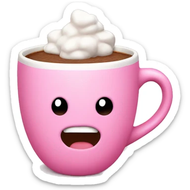hot coco in pink heart mug sticker