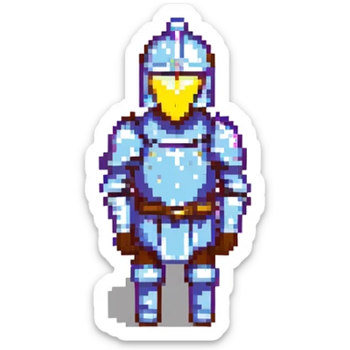 knight in shining armor, pixel art style, classic RPG look sticker