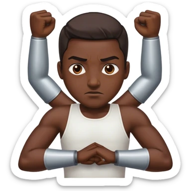 Stern facial expression with X arms ￼ sticker