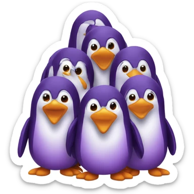 Purple penguins happy new year sticker