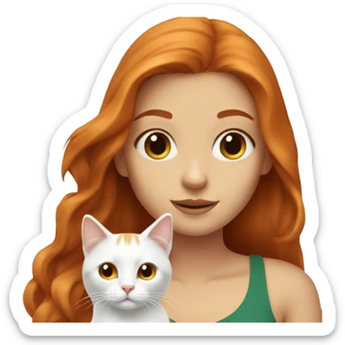 Lebanese girl with Ginger hair and a White cat  sticker