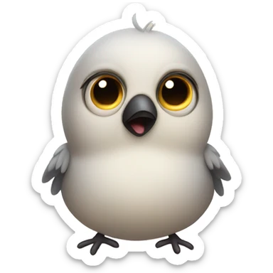 Adorable, teary eyed bird sticker
