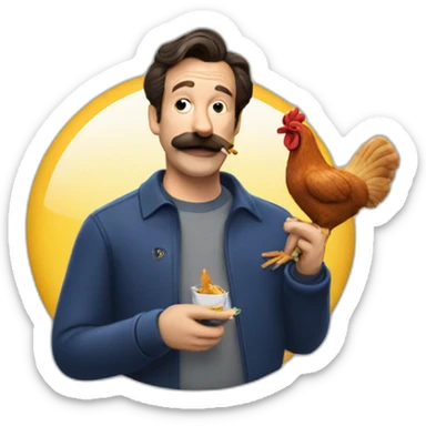 Ted Lasso smoking a chicken sticker