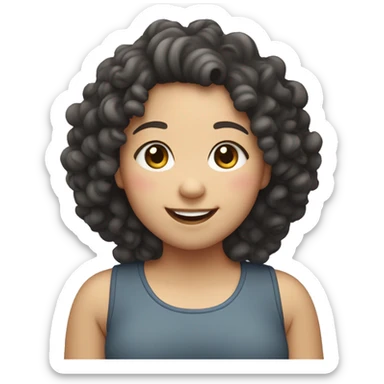 asian chubby curly haired girl smiling  sticker