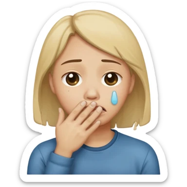 Crying closed hand over mouth  sticker