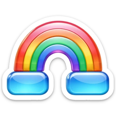A 3d, not too detailed rainbow colored sparkling special shaped prismatic icon sticker
