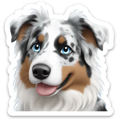 Blue Merle Australian shepherd black, grey and white and bright blue eyes sticker