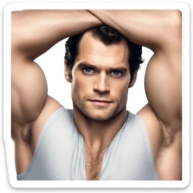 Henry Cavill's glistening upper body and natural underarm allure. sticker