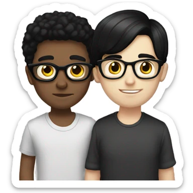 White boy whit glasses whit black hair kissing whit white girl black hair sticker