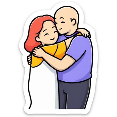 cute couple embracing sticker