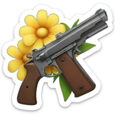 gun with a flower on the end sticker
