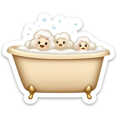Beige bath with white foam sticker
