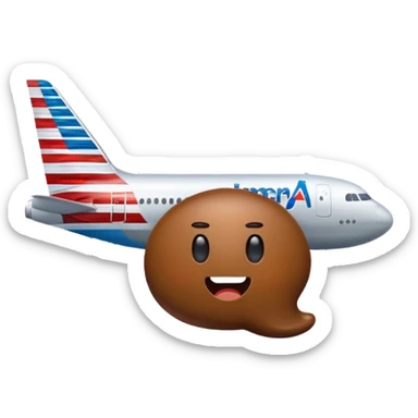 combine the american airlines logo with a poop emoji sticker