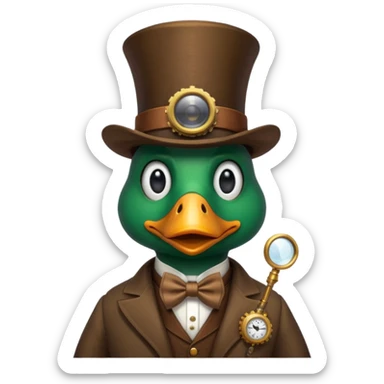 Create a steampunk mallard that has  a monocle glasses
 sticker