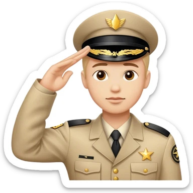 Pensive face and salute hand sticker