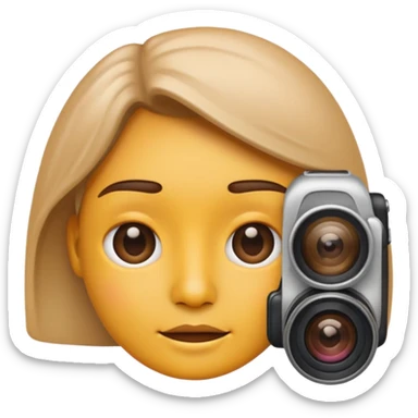 facial recognition emoji, a face with a camera or lens icon, apple emoji style sticker
