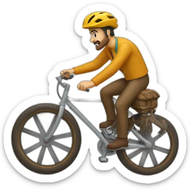 un leon manejando una bici sticker