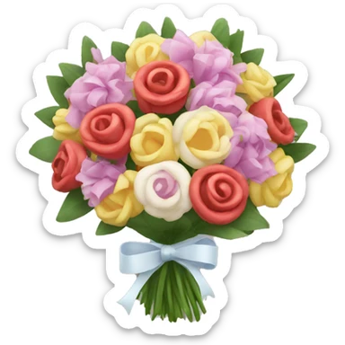 Bouquet prepared from ribon sticker