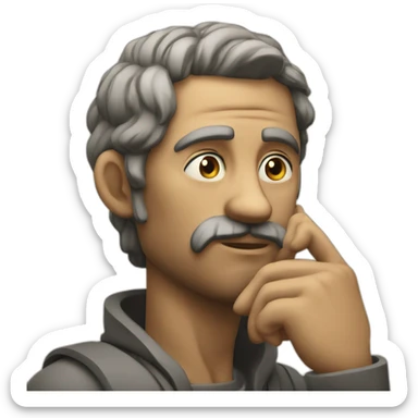 Stoic sitting and thinking with hand in his face cool pose sticker