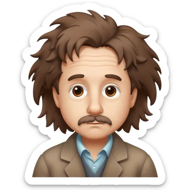 Einstein-like character with messy hair and a thoughtful expression sticker