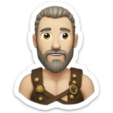 a man with white skin and a Viking beard and with a red line near the eye and who has no hair and looks like a Viking sticker