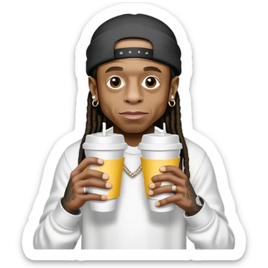 lil wayne holding two styrofoam cups sticker