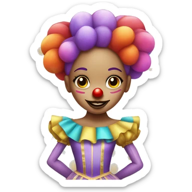 Ballerina dressed as a clown very colorful sticker
