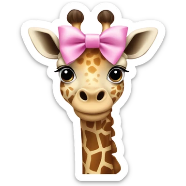 Giraffe wearing a pink bow sticker