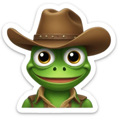 Portrait of Cowboy Pepe The Frog smiling sticker
