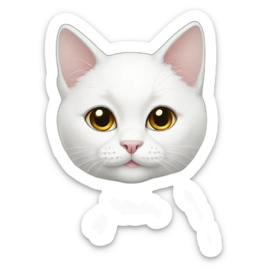 white cat with a little black sticker